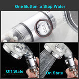 Dropshipping link Zhang Ji New Replacement Filter balls SPA shower head with stop button 3 Modes adjustable shower head