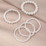 5 ladies' temperament large and small bracelets elastic multi-layer jewelry plastic artificial pearl bracelet daily accessories