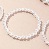 5 ladies' temperament large and small bracelets elastic multi-layer jewelry plastic artificial pearl bracelet daily accessories