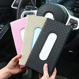 Grid Leather Car Tissue Box Auto Sun Visor Embossing Leather Tissue Case Car Hanging Towel Paper Organzier Napkin Papers Holder