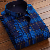 2024 Men's Casual Thick Warm Plaid Long Sleeve Shirts Autumn Winter Fashion Shirt for Men Formal Business Office Shirts Camisas ISQI