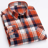 Pure Cotton Men's Plaid Shirt Long Sleeve Regular Fit Men Casual Oversized Shirt Leisure Autumn Male Blouse New Plus Size - ISQI