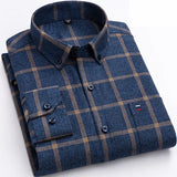 Pure Cotton Men's Plaid Shirt Long Sleeve Regular Fit Men Casual Oversized Shirt Leisure Autumn Male Blouse New Plus Size - ISQI