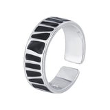 925 Sterling Silver Unique Black Strip Rings for Women Girls Jewelry Opening Trendy Handmade Finger Ring Party Daily Gift