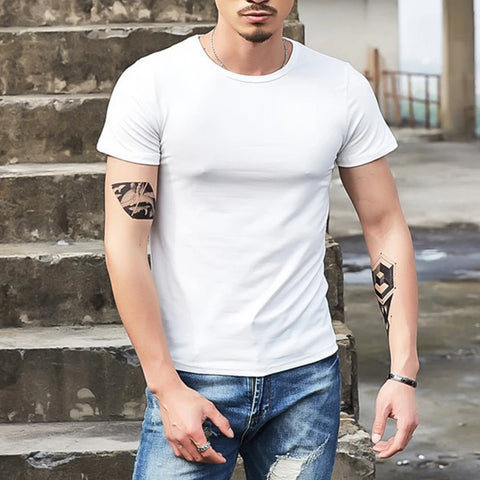 Stylish Men's O Neck Slim Fit T Shirt Muscle Tee Tops 13 Men's Slim Fit Short Sleeve T Shirt O Neck Muscle Tee Tops