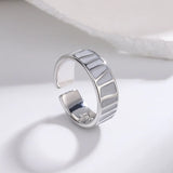 925 Sterling Silver Unique Black Strip Rings for Women Girls Jewelry Opening Trendy Handmade Finger Ring Party Daily Gift