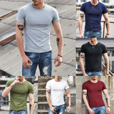 Stylish Men's O Neck Slim Fit T Shirt Muscle Tee Tops 13 Men's Slim Fit Short Sleeve T Shirt O Neck Muscle Tee Tops