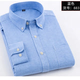 High Quality Men's Oxford Shirts Spring 60% Cotton+40% Polyester Men Tops Long-Sleeve Pocket Men Clothing Multi-Colors  B0052-A - ISQI