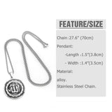 FLOLA New Design Islamic Allah Pendant Necklace for Men and Women Stainless Steel Chain Necklaces religious Jewelry nkea045