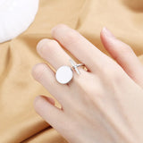 Women's Fashion Geometric Open Rings Accessory Black/White Round Epoxy Glossy Disk Female Trendy Golden Ring Jewelry Best Gifts