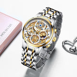 LIGE 2023 New Gold Women Watches Creative Steel Women's Bracelet Wrist Watches Ladies Fashion Waterproof Female Relogio Feminino