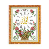 Islamic wall clock cross stitch kit flower fruit watch 14ct count 11ct printed canvas embroidery DIY handmade needlework