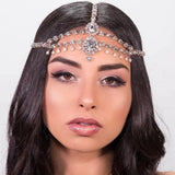 Stonefans Novel Bohemia Bridal Tiara Crystal Zircon Drop Hair Chain Women Forehead Wedding Headpiece Rhinestone Boho Head Chain