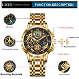 LIGE Women Watch Fashion Simple Women's Bracelet Watches Stainless Steel Band Quartz Wristwatch Waterproof Watch montre femme