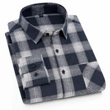 Pure Cotton Men's Plaid Shirt Long Sleeve Regular Fit Men Casual Oversized Shirt Leisure Autumn Male Blouse New Plus Size - ISQI