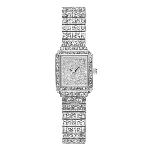 Women Luxury Small Face Gypsophila Diamond Shining Watch Alloy Strap Watch Stainless Steel Case Watches for Senior Citizens