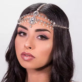 Stonefans Novel Bohemia Bridal Tiara Crystal Zircon Drop Hair Chain Women Forehead Wedding Headpiece Rhinestone Boho Head Chain