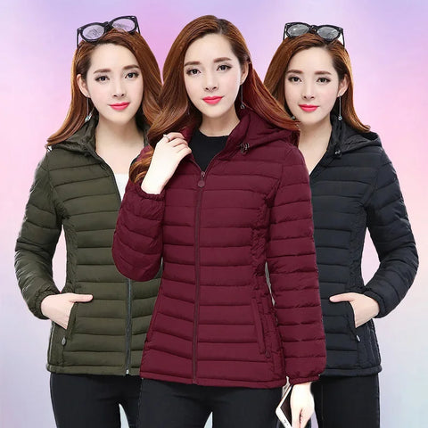 Women Cotton Padded Jacket Ultralight Coat 2022 New Women's Parkas lady Winter Thickened Slim Warm Jackets Female Hooded Parka - ISQI