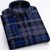 Pure Cotton Men's Plaid Shirt Long Sleeve Regular Fit Men Casual Oversized Shirt Leisure Autumn Male Blouse New Plus Size - ISQI