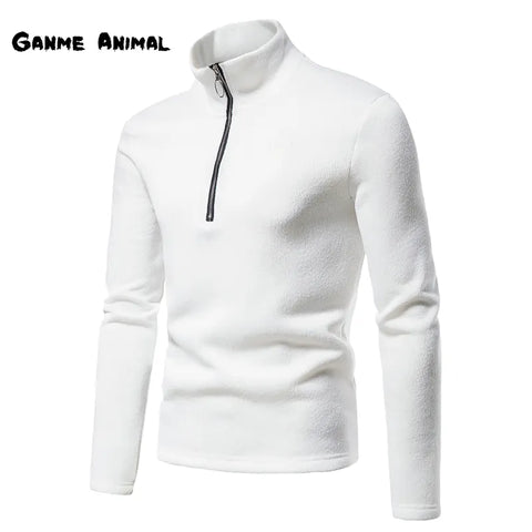 Warm Zipper Sweater Winter Jacket Solid Color High Collar Sweatshirts Pullover Men's Jumpers Oversize Turtleneck Knitted S-3XL -ISQI