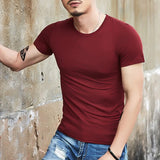 Stylish Men's O Neck Slim Fit T Shirt Muscle Tee Tops 13 Men's Slim Fit Short Sleeve T Shirt O Neck Muscle Tee Tops