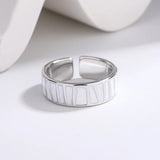 925 Sterling Silver Unique Black Strip Rings for Women Girls Jewelry Opening Trendy Handmade Finger Ring Party Daily Gift