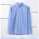 High Quality Men's Oxford Shirts Spring 60% Cotton+40% Polyester Men Tops Long-Sleeve Pocket Men Clothing Multi-Colors  B0052-A - ISQI