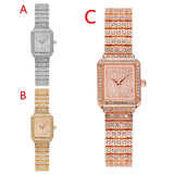 Women Luxury Small Face Gypsophila Diamond Shining Watch Alloy Strap Watch Stainless Steel Case Watches for Senior Citizens