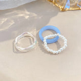 Kpop Jewelry Ladies' Products Vegetarian Circle Women Pearl Ring Set Popular Accessories Party Favors Korean Style Resin Ring