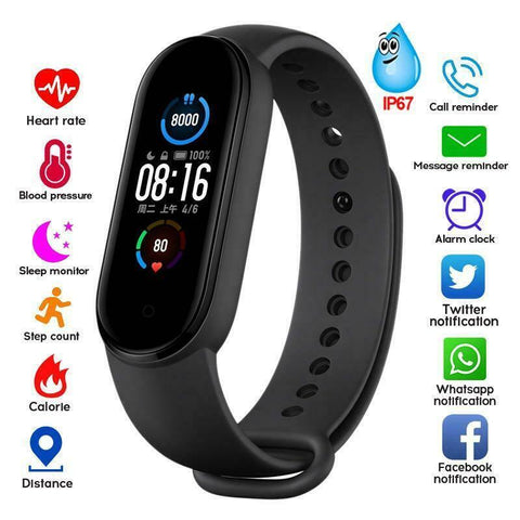 M5 Smart Watches Smart Band Sport Fitness Tracker Pedometer Heart Rate Blood Pressure Monitor Bracelet For Men Women_ISQ