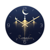 Muslim Pattern Happy Eid Wall Clock Round 3D Acrylic Silent Non-ticking Clock Wall Art Decor Retro Wall Watch Decoration G99A - ISQ D