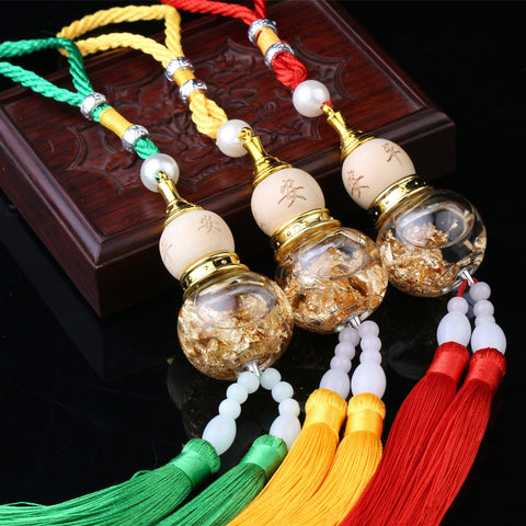 1pcs Glass Bottle with Gold Foil Bottom Double Spike Gourd Car Interior Jewelry Pendant  Decoration Accessories - ISQ D