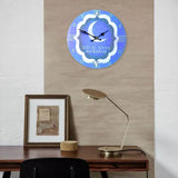 14in Islamic Round Wall Clock Frameless Quartz Wood Silent for Living Room - ISQ D