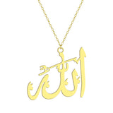 Todorova Stainless Steel Luck Arabic Allah Pendant Necklace For Women Islamic Charm Choker Jewelry Gifts - ISQ