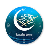 Muslim Pattern Happy Eid Wall Clock Round 3D Acrylic Silent Non-ticking Clock Wall Art Decor Retro Wall Watch Decoration G99A - ISQ D