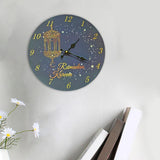 Muslim Pattern Islamic Wall Clock Frameless Borderless Wall Watch Non Ticking 14inch Silent for Office Living Room Decoration - ISQ D