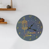 Islamic Wall Clock Non Ticking Round 14inch for Bedroom Living Room Decor - ISQ D