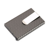 Business Aluminum Wallet Automatic Slide Card Case Carbon Fiber PU Leather Metal ID Credit Card Holder Clip - ISQ