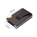 Business Aluminum Wallet Automatic Slide Card Case Carbon Fiber PU Leather Metal ID Credit Card Holder Clip - ISQ