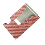 Business Aluminum Wallet Automatic Slide Card Case Carbon Fiber PU Leather Metal ID Credit Card Holder Clip - ISQ