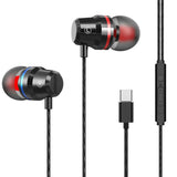 New Type-C Earphone 6mm Dual Dynamic Drivers Wired Control Earphone Laptop Phone Tablet Earbuds with Mic