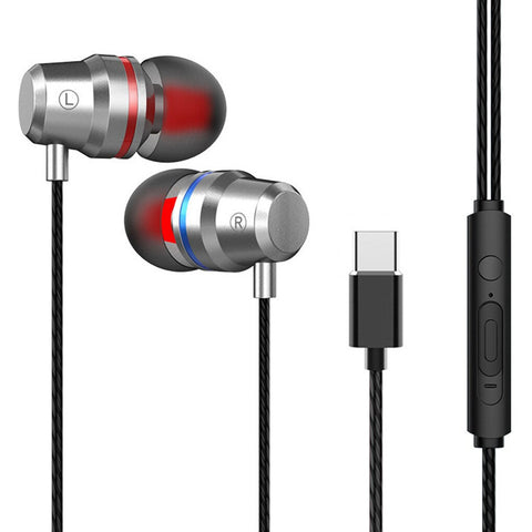 Hot Sale Type-C Earphone 6mm Dual Dynamic Drivers Wired Control Earphone Laptop Phone Tablet Earbuds with Mic