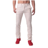 Men Casual Pants Solid Color Button Slim Fit Leisure Chinos Stylish Business Straight Pants Classic Trousers Men Pantalon 2019