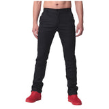 Men Casual Pants Solid Color Button Slim Fit Leisure Chinos Stylish Business Straight Pants Classic Trousers Men Pantalon 2019